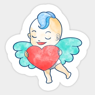 Watercolor Cupid Valentine Love Sticker